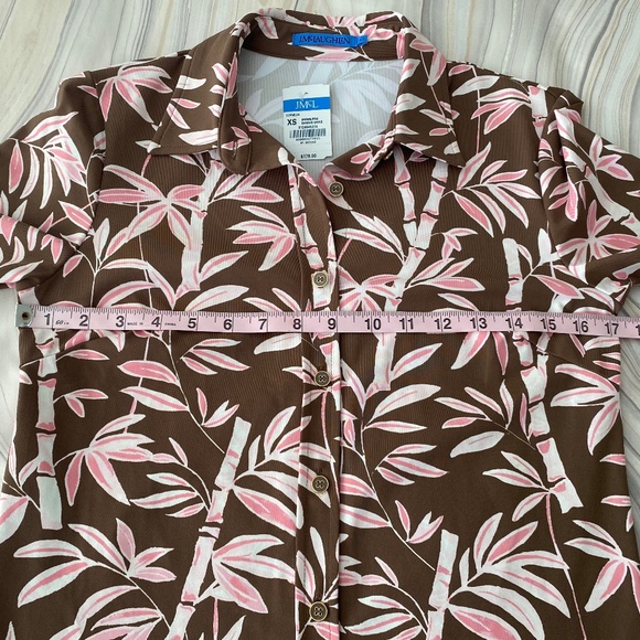 NEW! J. McLaughlin Cornelia Top 3/4 Sleeve Brown & Pink Bamboo Grove XS - $178 - Picture 9 of 11